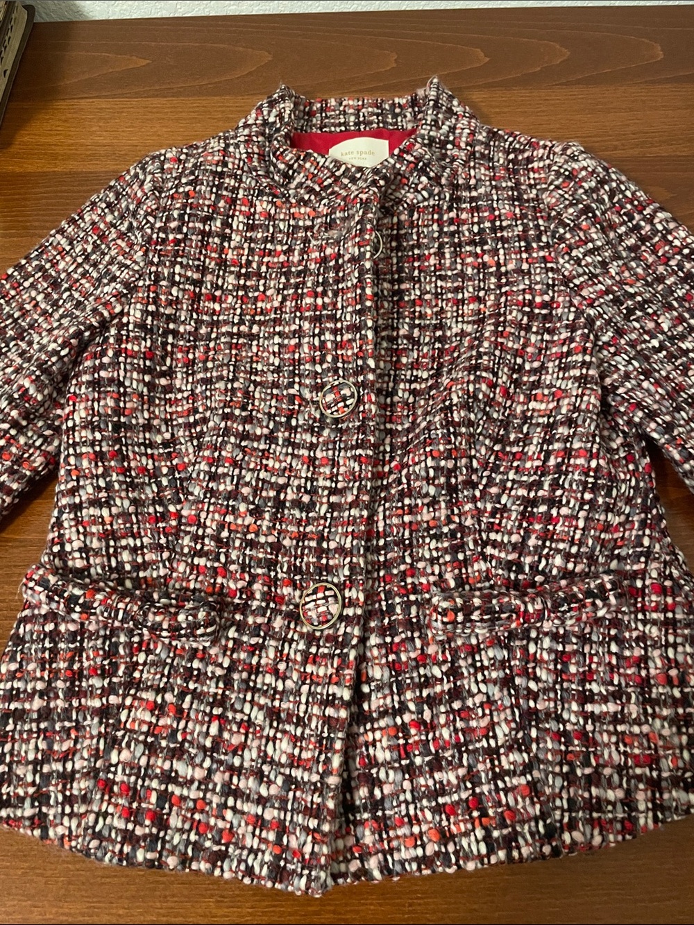 Kate Spade Red Tweed  Jacket size 4 classic